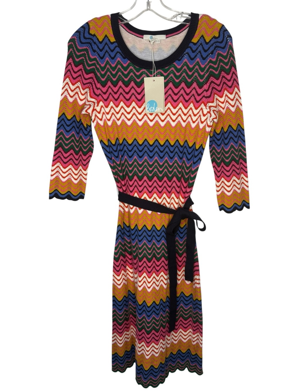 Boden NWT Powis Pointelle Multicolor Zigzag Knit Dress US size 6